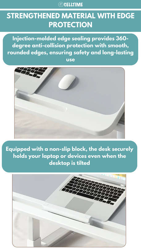 CellTime Height Adjustable Foldable Ergonomic Laptop Desk Stand with Drawer