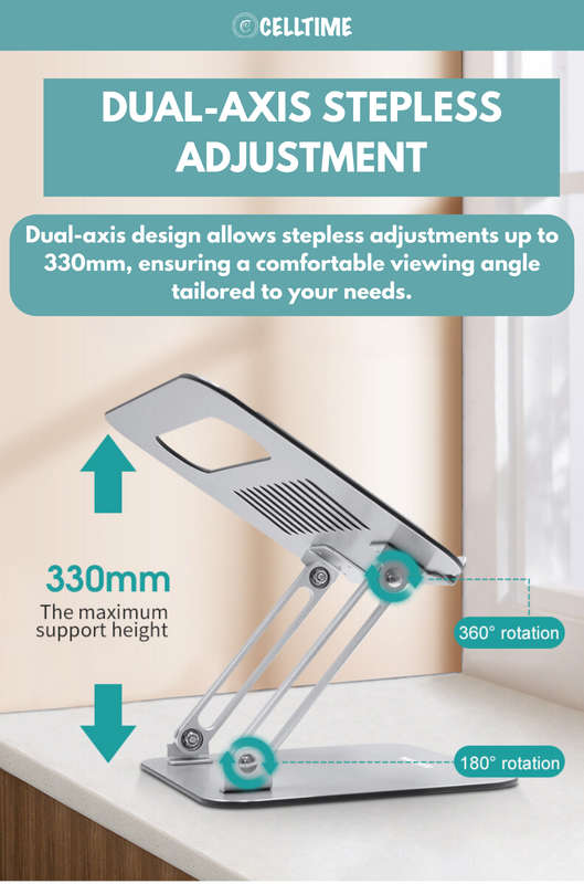 CellTime Portable Foldable Ergonomic Adjustable Aluminium Laptop Stand