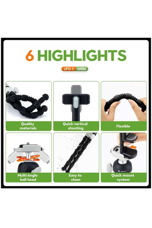 Fotopro Flexible Versatile Mini Camera / Smartphone Tripod Stand - UFO3