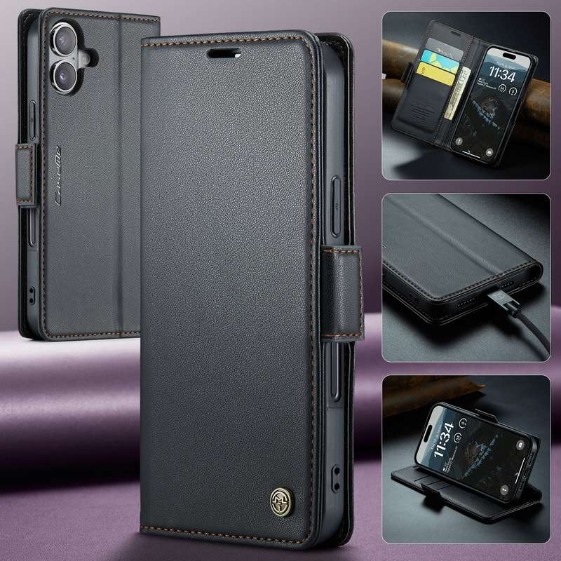 Retro Flip Leather Wallet Cover for iPhone 16 / 16 Plus