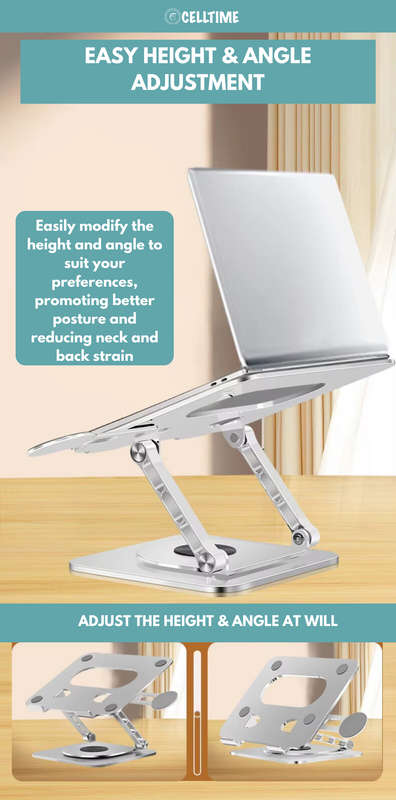 CellTime 360 Rotatable Aluminium Laptop Stand with MagSafe Phone Holder