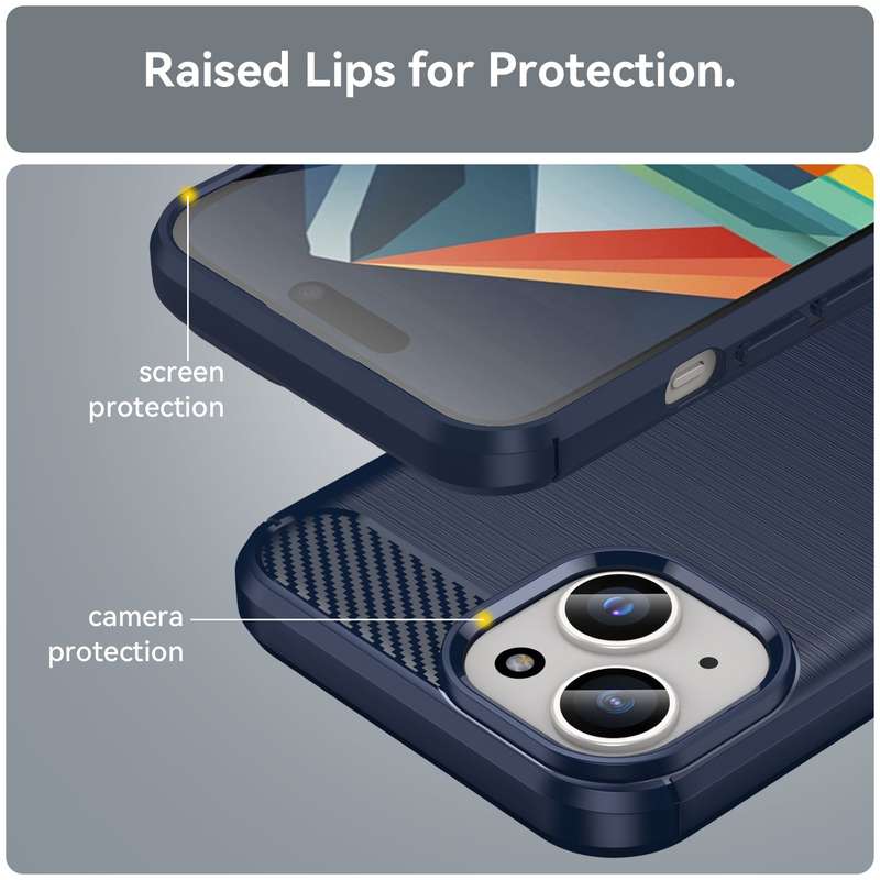 Carbon Fiber Design Cover for iPhone 15 Shockproof Case