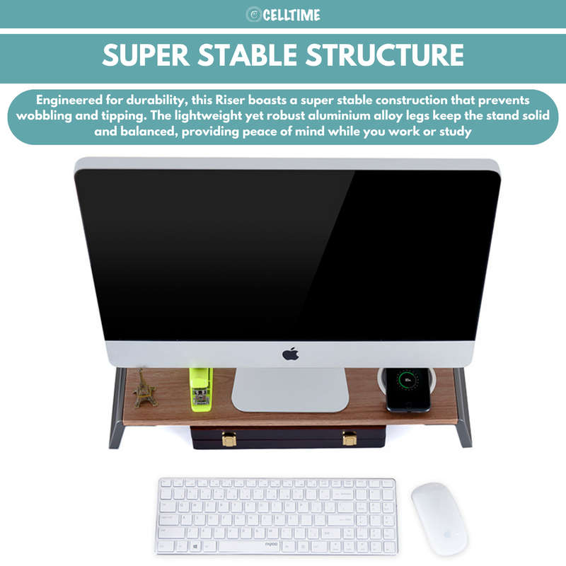 CellTime Multifunctional Ergonomic Wooden Desktop Monitor Riser Stand