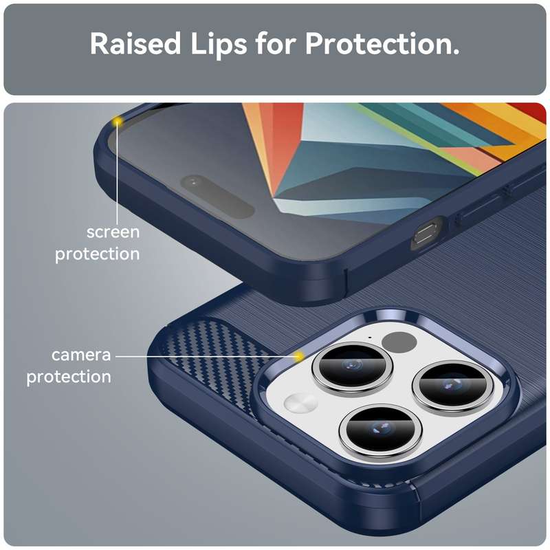 Carbon Fiber Design Cover for iPhone 15 Pro Shockproof Case