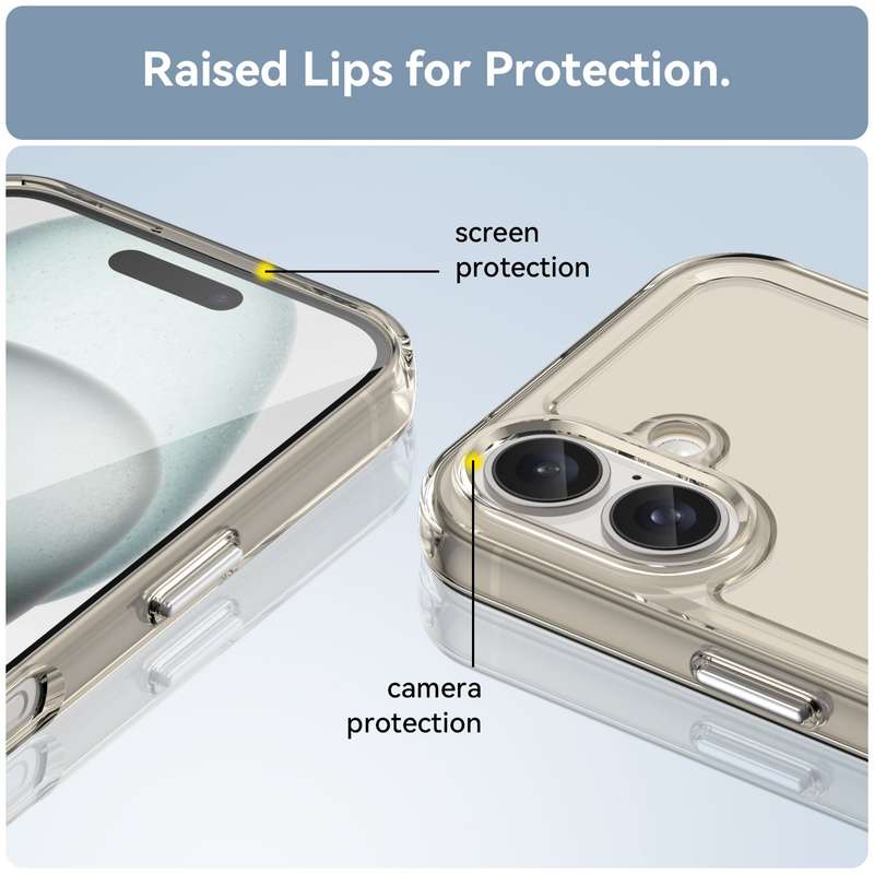 Clear Case for iPhone 16/16 Plus - Shockproof Candy Series Cover