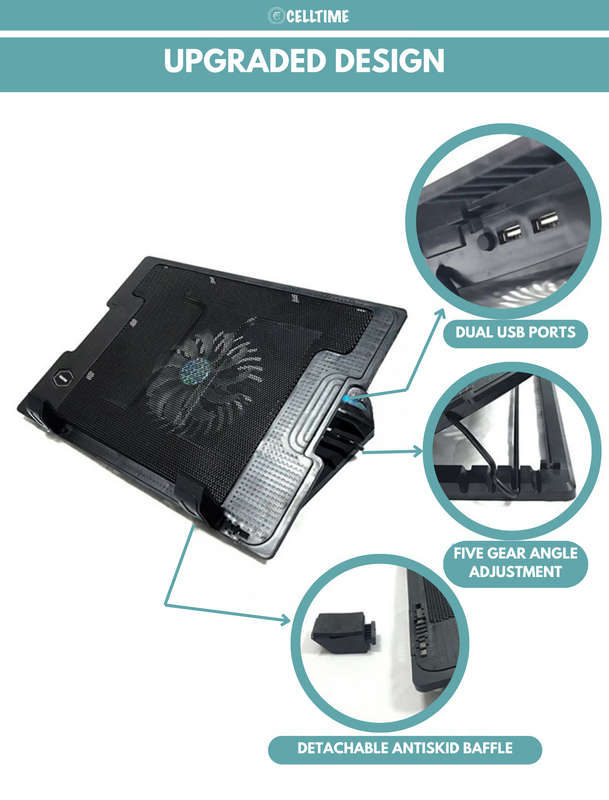 CellTime Ergonomic Height Angle Adjustable Laptop Stand with Cooling Fan