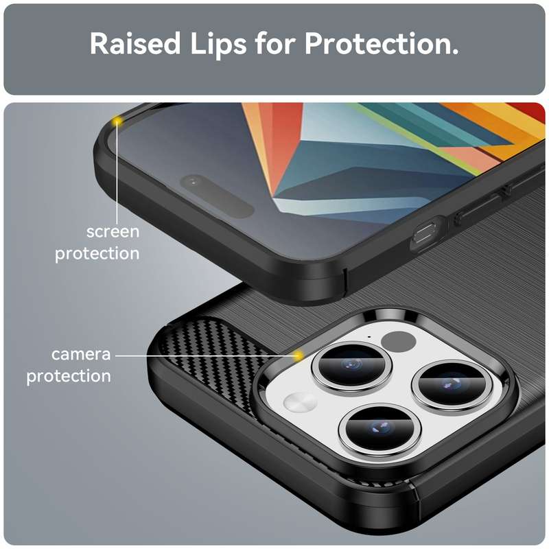 Carbon Fiber Design Cover for iPhone 15 Pro Shockproof Case