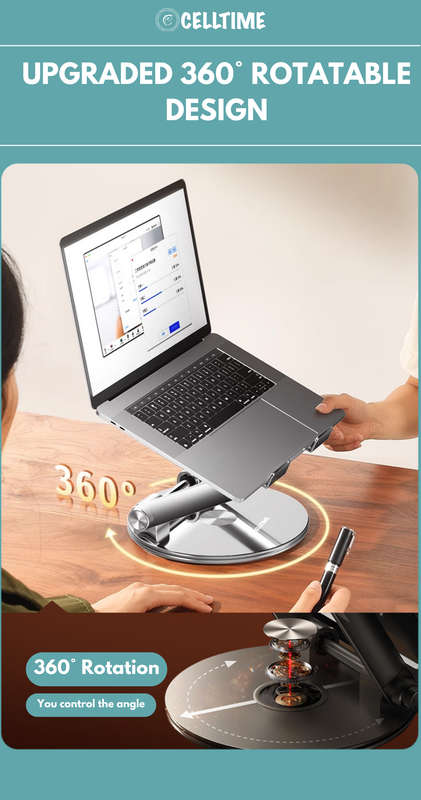 CellTime Ergonomic 360 Rotatable Adjustable Aluminium Laptop Stand