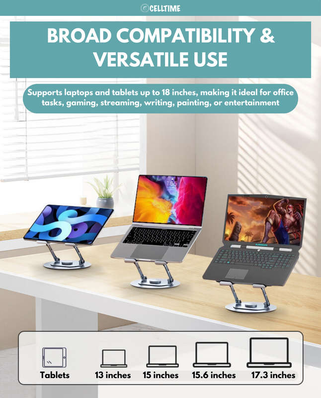 CellTime RotatePro Ergonomic Rotatable Adjustable Aluminium Laptop Stand