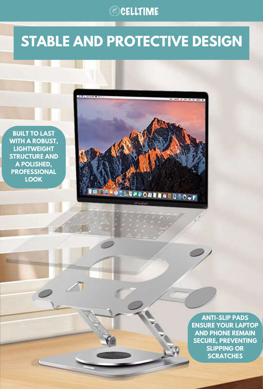 CellTime 360 Rotatable Aluminium Laptop Stand with MagSafe Phone Holder