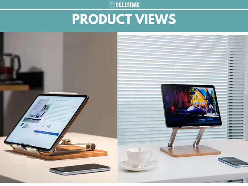 CellTime Ergonomic Foldable Height & Angle Adjustable Wooden Laptop Stand