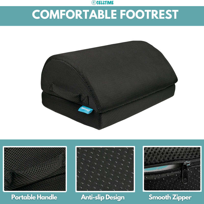 CellTime Height Adjustable Ergonomic Memory Foam Under Desk Footrest
