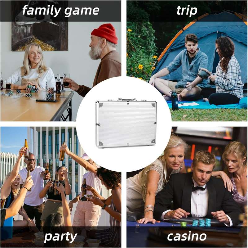 200 Piece Poker Set With Aluminium Case, 2 Deck Cards,Buttons,Dice