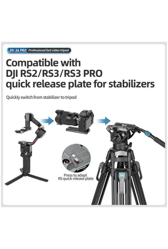 Fotopro Heavy-Duty Aluminium Fluid Head Video Tripod Stand - DV-3A Pro