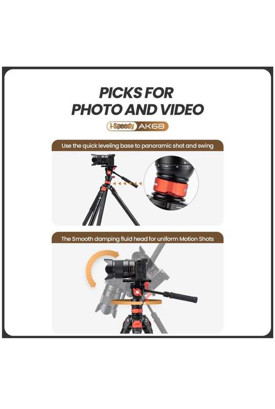 Fotopro AK68 Portable Aluminium Fluid Video Camera Tripod Stand