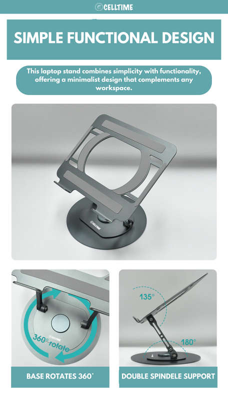 CellTime RotatePro Ergonomic Rotatable Adjustable Aluminium Laptop Stand