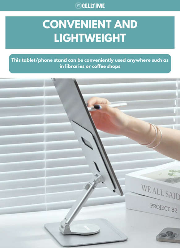 CellTime Aluminium Foldable Rotatable Tablet Stand with Stylus Pen