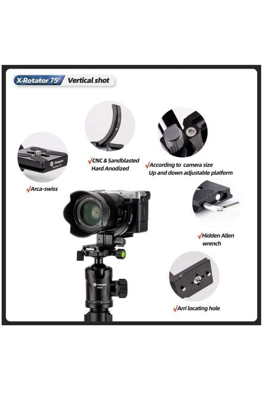 Fotopro Camera Collar Rotator Attachment for Tripod Stand - X-Rotator 75