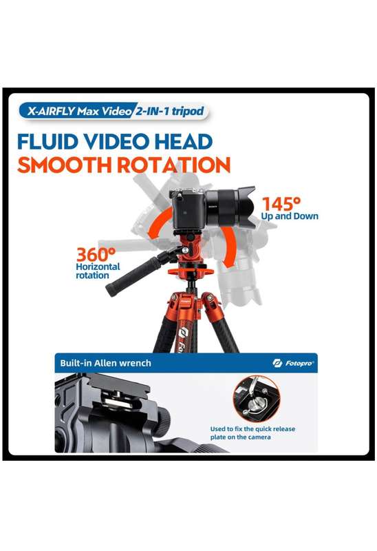 Fotopro x-Airfly Max Video Camera /Phone Tripod Stand/ Monopod Stand