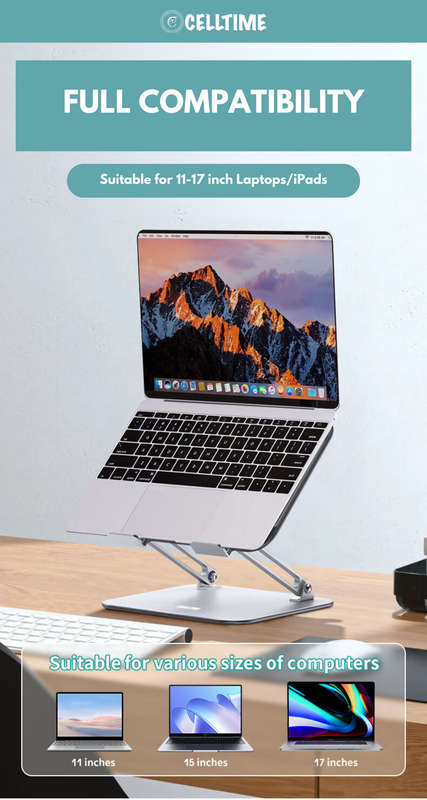 CellTime Portable Foldable Ergonomic Adjustable Aluminium Laptop Stand