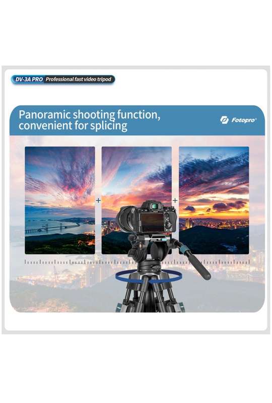Fotopro Heavy-Duty Aluminium Fluid Head Video Tripod Stand - DV-3A Pro