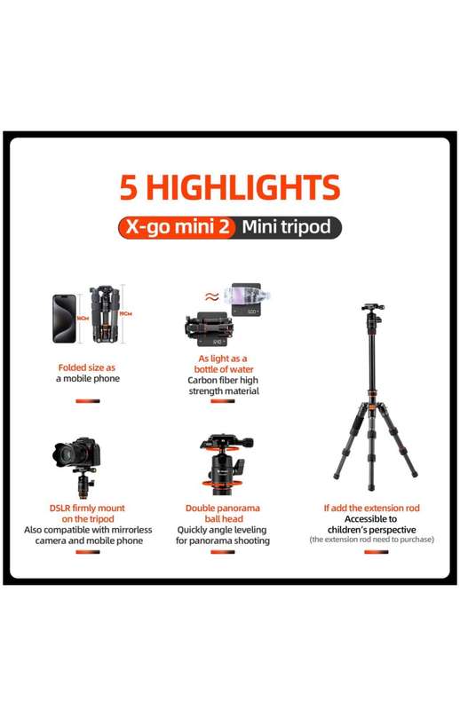 Fotopro Portable Lightweight Mini Tripod Stand - X-Go Mini 2+42QP