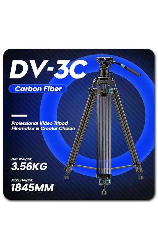 Fotopro Portable Heavy-Duty Fluid Head Video Tripod Stand - DV-3C
