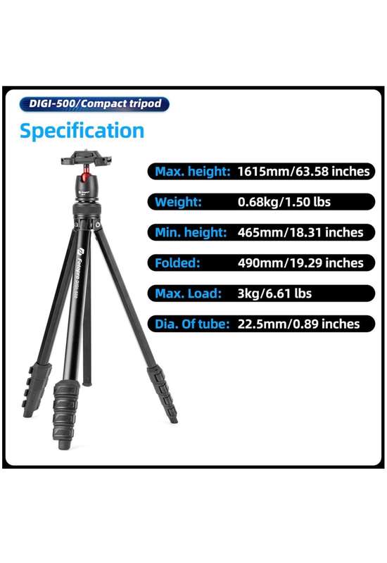 Fotopro Compact Lightweight Camera/ Smartphone Tripod Stand - DIGI-500