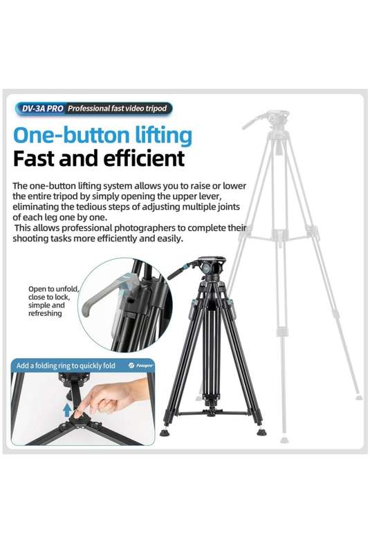 Fotopro Heavy-Duty Aluminium Fluid Head Video Tripod Stand - DV-3A Pro