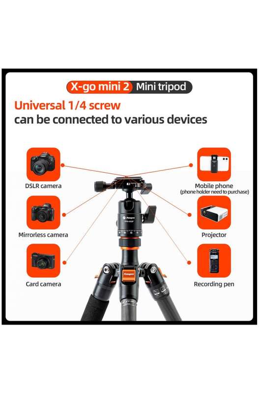 Fotopro Portable Lightweight Mini Tripod Stand - X-Go Mini 2+42QP