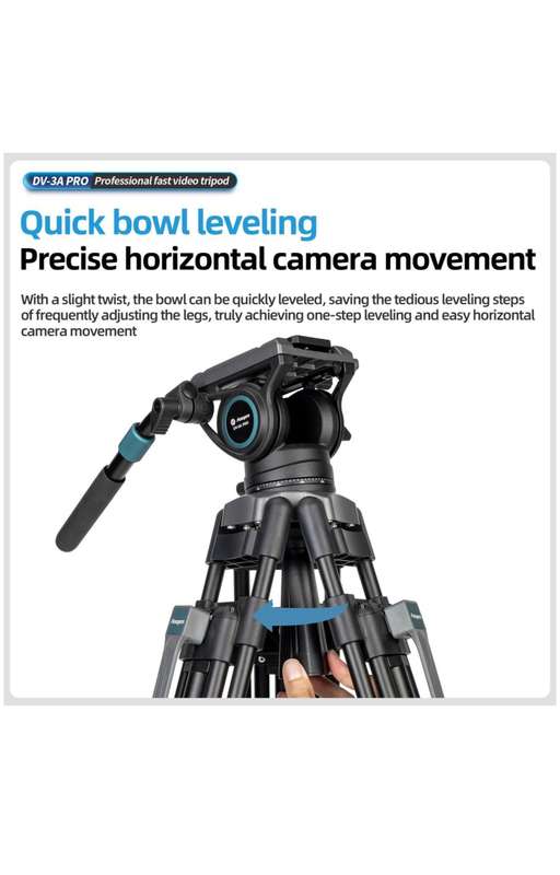 Fotopro Heavy-Duty Aluminium Fluid Head Video Tripod Stand - DV-3A Pro