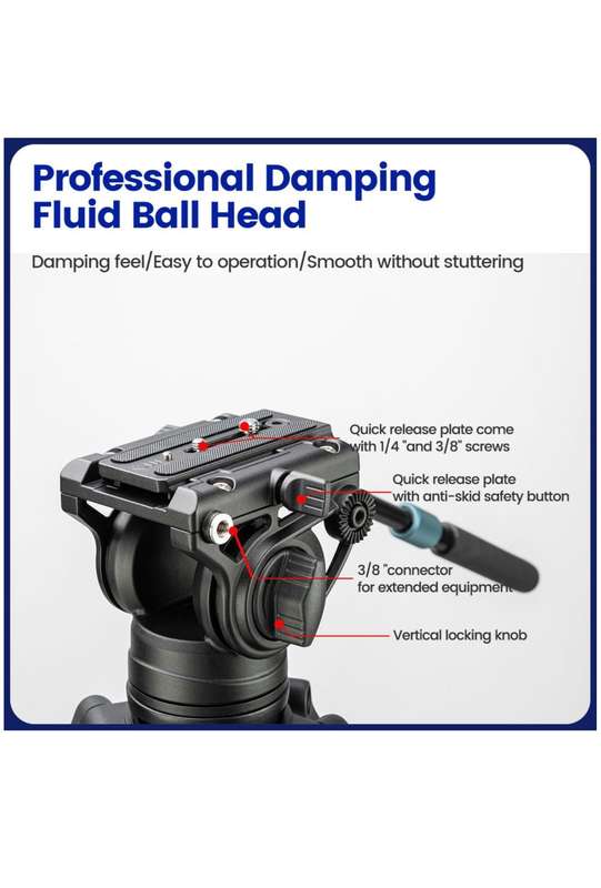 Fotopro Portable Heavy-Duty Fluid Head Video Tripod Stand - DV-3C