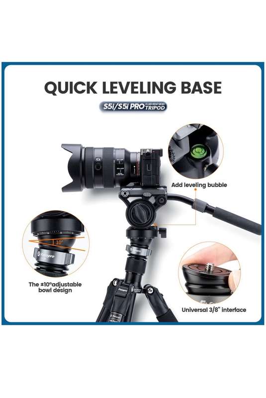 Fotopro Portable Heavy-Duty Fluid Head Video Tripod Stand - S5i Pro