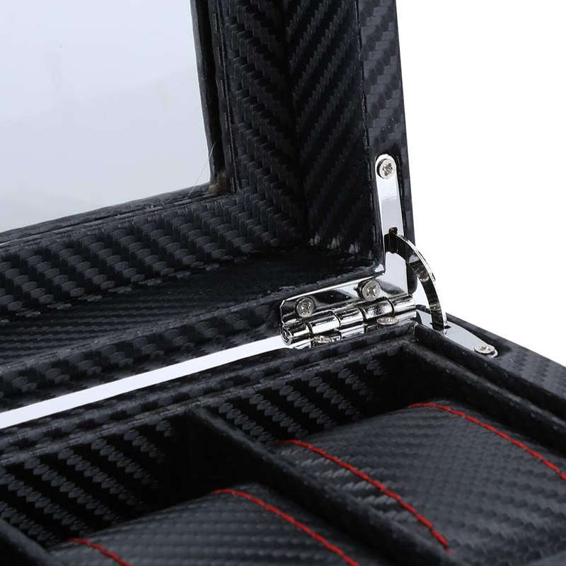CellTime 6 Slot Watch Box Organizer Carbon Fiber Look PU Leather