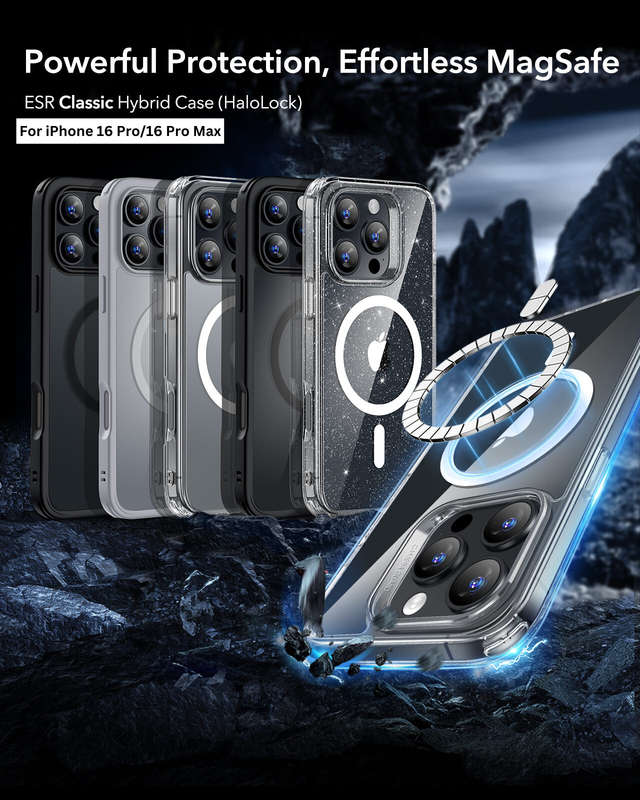 ESR Classic Hybrid MagSafe Cover for iPhone 16 Pro / 16 Pro Max (HaloLock) - Clear