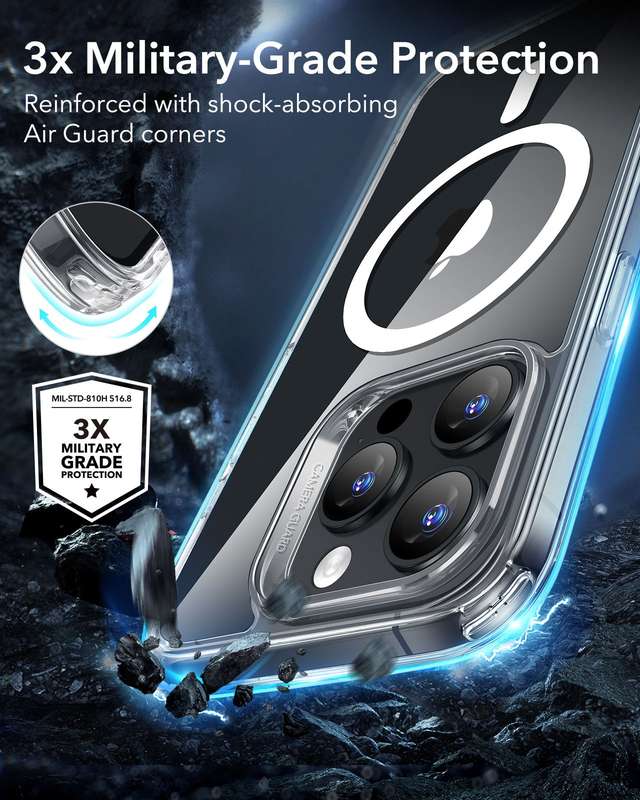 ESR Classic Hybrid MagSafe Cover for iPhone 16 Pro / 16 Pro Max (HaloLock) - Clear