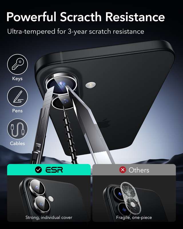 ESR Armorite Camera Lens Protectors for iPhone 16 Pro Max/ 16 Pro/ 15 Pro Max/ 15 Pro/14 Pro Max/...