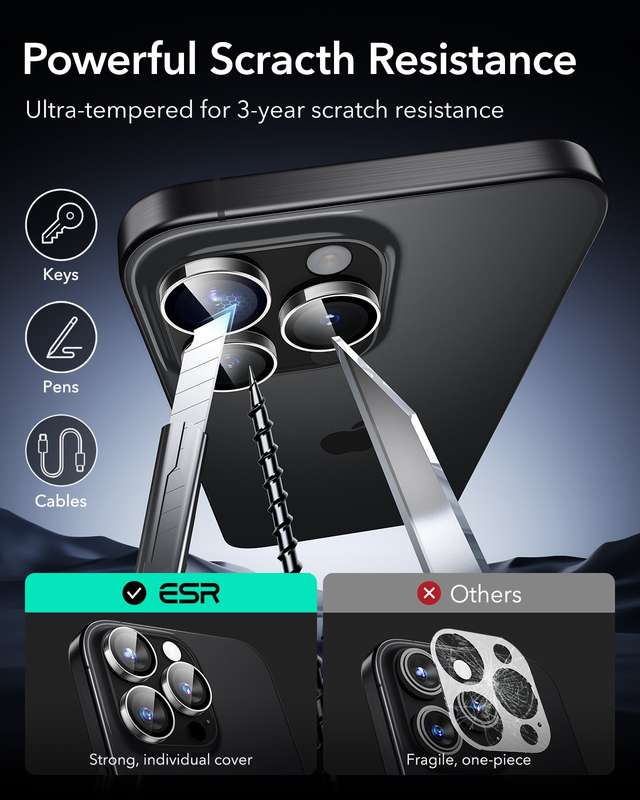 ESR Armorite Camera Lens Protectors for iPhone 16 / 16 Plus - Clear