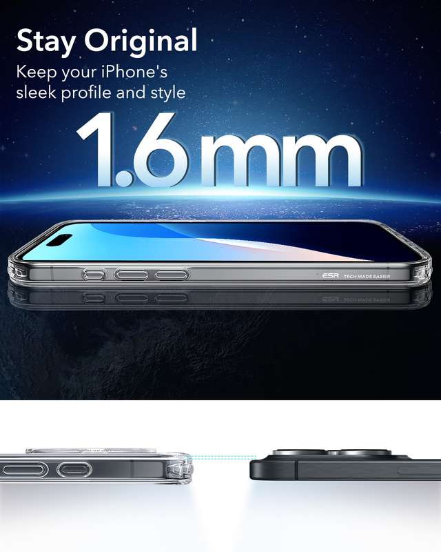 ESR Classic Hybrid MagSafe Cover for iPhone 16 Pro / 16 Pro Max (HaloLock) - Clear