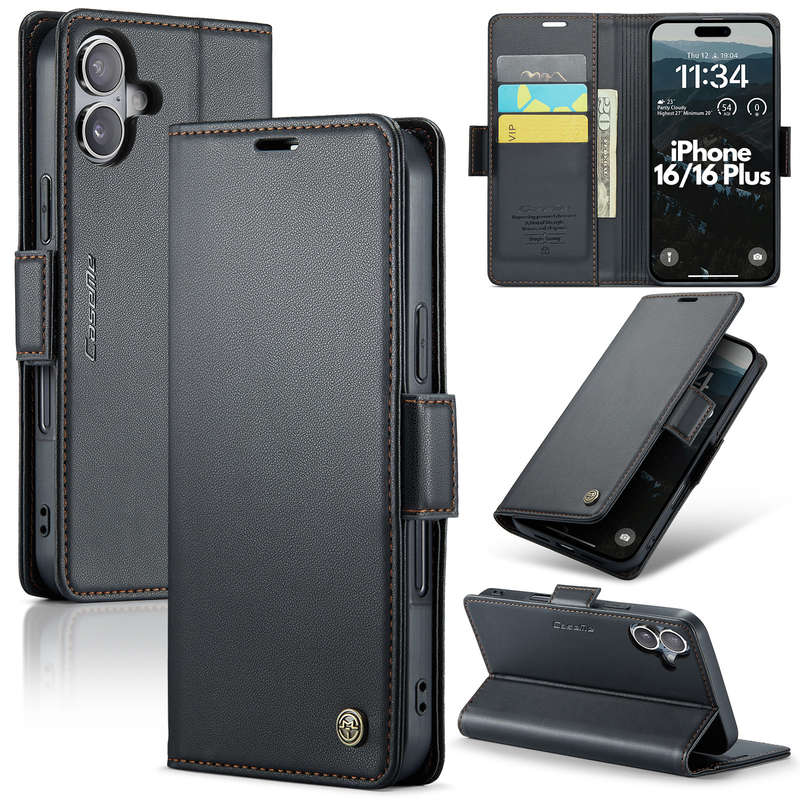 Retro Flip Leather Wallet Cover for iPhone 16 / 16 Plus