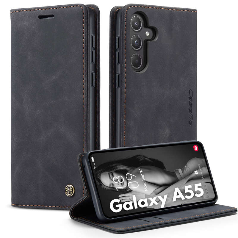 Retro Flip Leather Wallet Cover for Samsung Galaxy A55