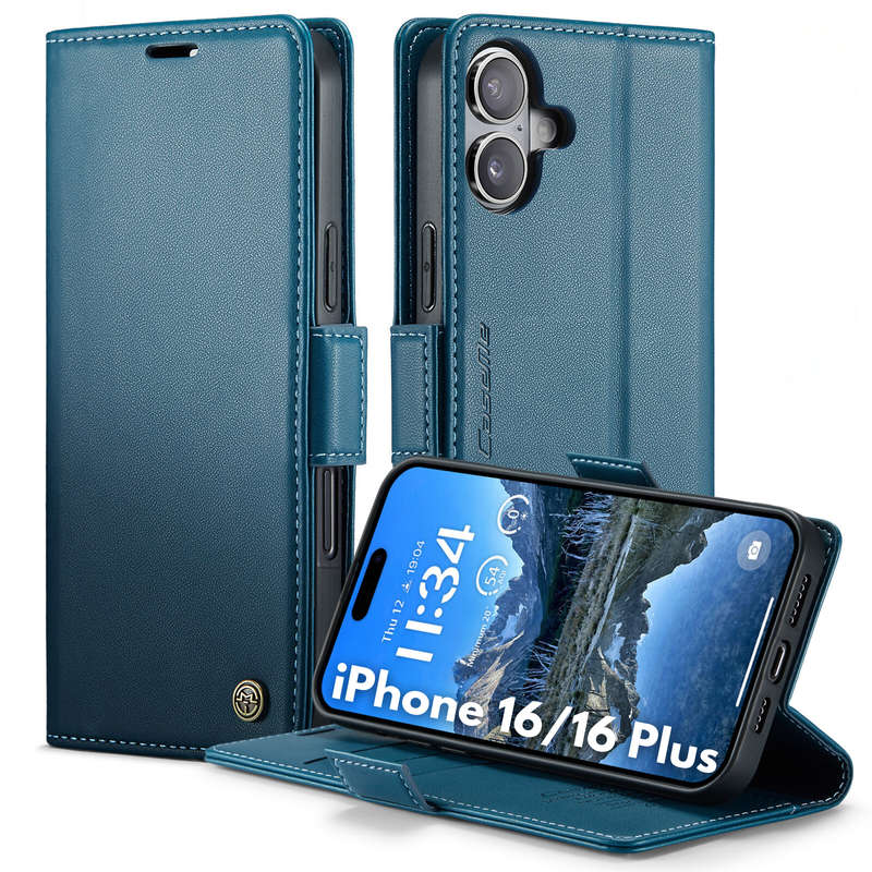 Retro Flip Leather Wallet Cover for iPhone 16 / 16 Plus