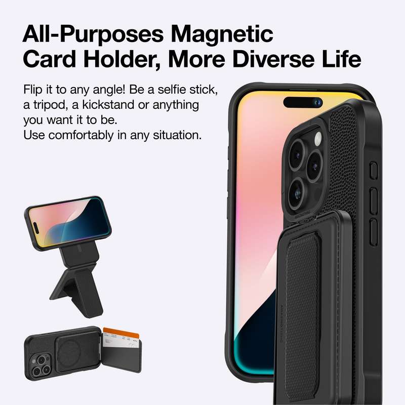 AMAZINGTHING Glamour Mag Shockproof Case Wallet Stand for iPhone 16/16 Plus/16 Pro/16 Pro Max Mag...