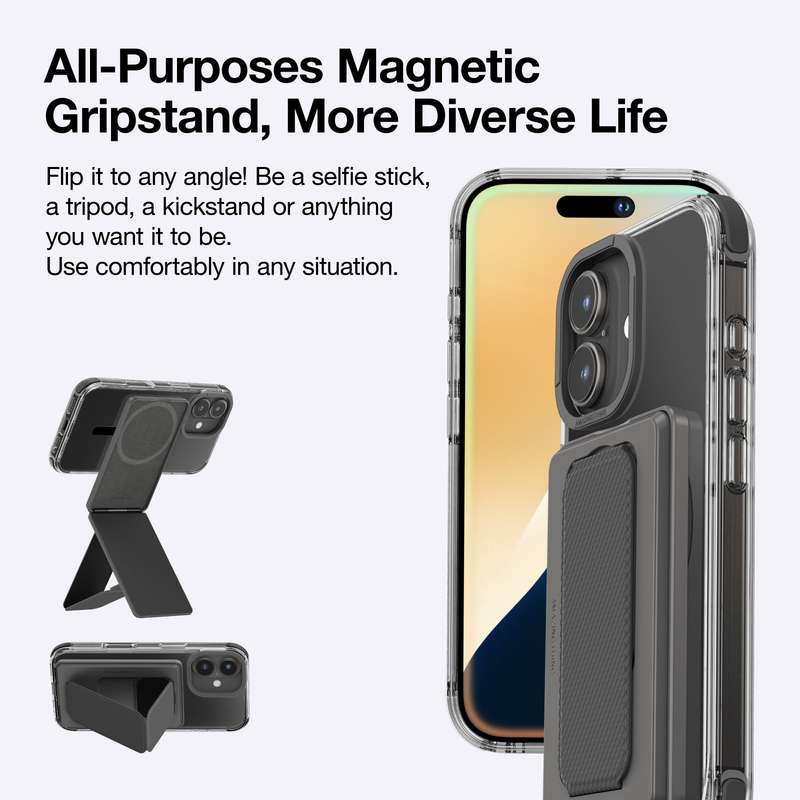AMAZINGTHING Omni Mag Shockproof Case Grip Stand Set for iPhone 16/16 Plus MagSafe Cover