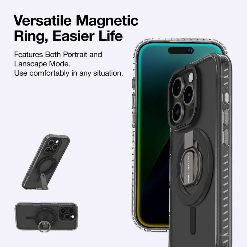 AMAZINGTHING Titan Pro Mag Grip Ring Set Case for iPhone 16/16 Plus/16 Pro/16 Pro Max MagSafe Cover