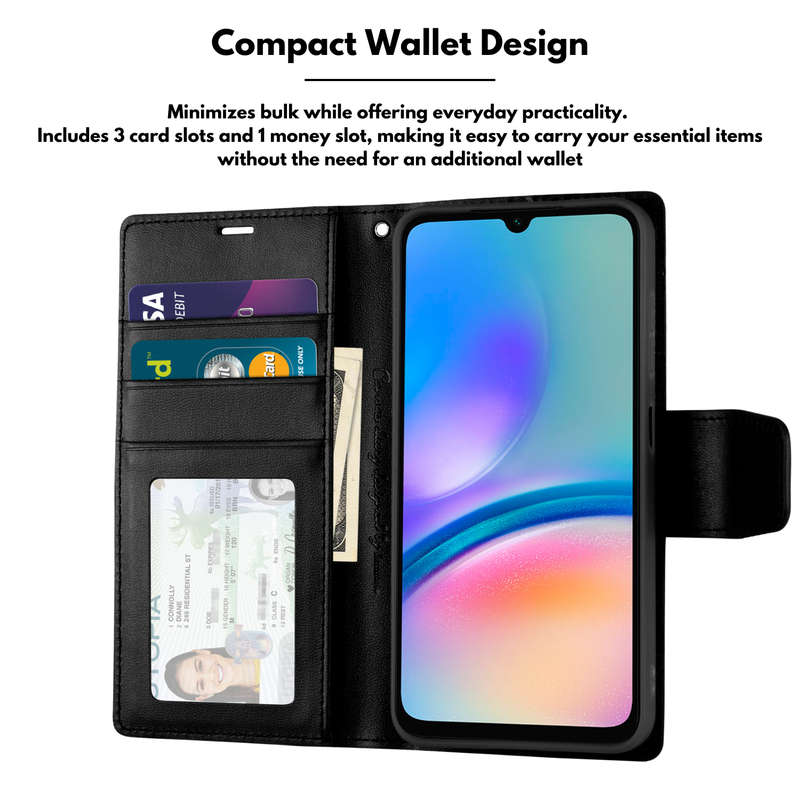 Hanman Classic Flip Leather Wallet Cover for Galaxy A05 / A05S