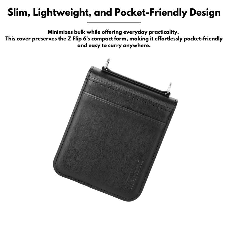 Hanman Classic Hand Strap Flip Leather Wallet Cover for Galaxy Z Flip 6