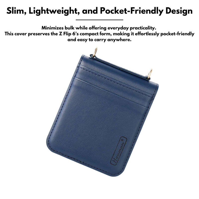 Hanman Classic Hand Strap Flip Leather Wallet Cover for Galaxy Z Flip 6