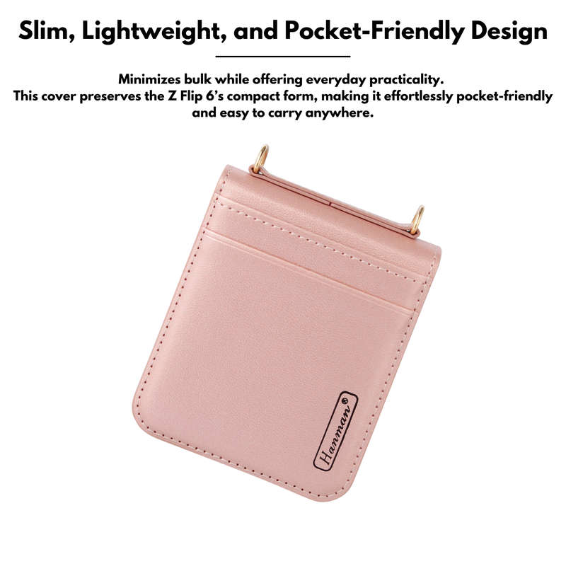 Hanman Classic Hand Strap Flip Leather Wallet Cover for Galaxy Z Flip 6