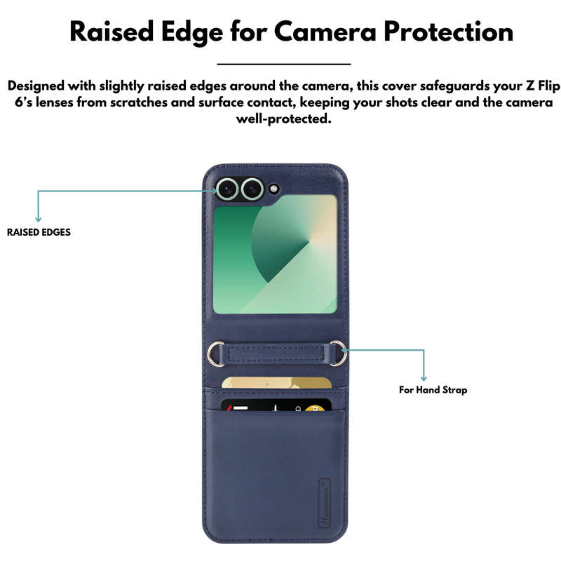 Hanman Classic Hand Strap Flip Leather Wallet Cover for Galaxy Z Flip 6